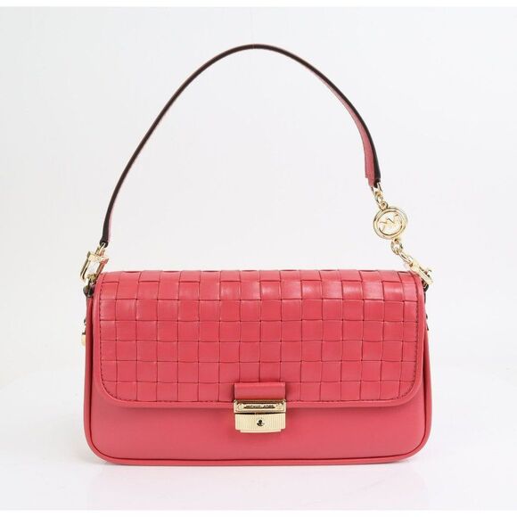 NWT MICHAEL Kors Bradshaw Woven Leather Convertible Shoulder Bag Light Berry Sor - Picture 5 of 14